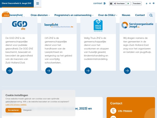 dienstgezondheidjeugd.nl website capture d`écran Dienst Gezondheid & Jeugd - Home