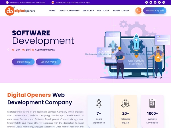 digitalopeners.com website captura de tela Web Development | Software Development | App Development | In Jaipur