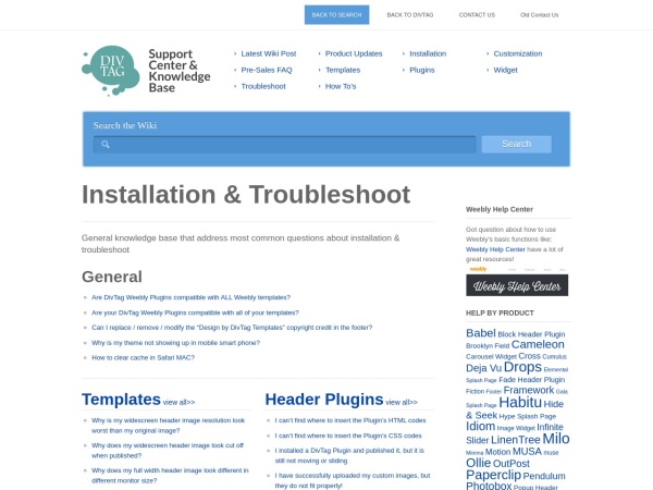 divtagtutorials.com website captura de tela Premium Weebly Templates and Weebly Themes Knowledge Base