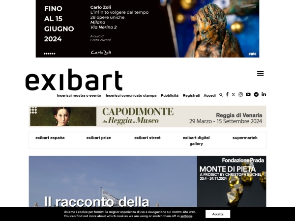 exibart.com website skärmdump exibart.com - Exibart da oltre 15 anni il punto di riferimento per gli appassionati di arte, design,