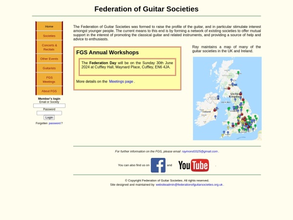 federationofguitarsocieties.org.uk website captura de pantalla The Federation of Guitar Societies -