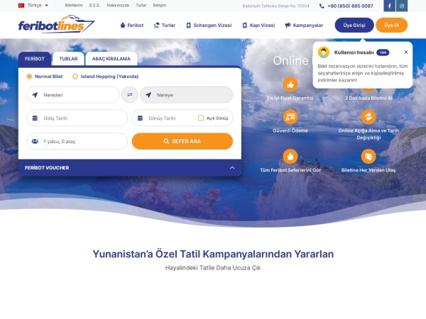 feribotlines.com website screenshot Yunan Adaları Feribot Bileti, Seferleri ve Turları - Feribotlines