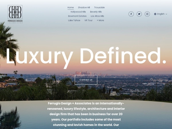 ferrugiodesign.com website screenshot Ferrugio Design & Associates - Los Angeles Interior Design