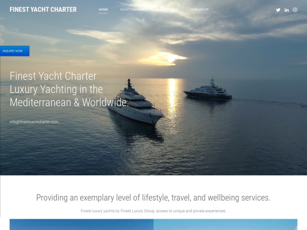 finestyachtcharter.com website screenshot Finest Yacht Charter Mediterranean Finest Luxury Yachts