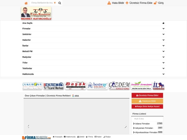 firmarehberim.com website screenshot Ücretsiz Firma Rehberi | Firmanı Ücretsiz Ekle
