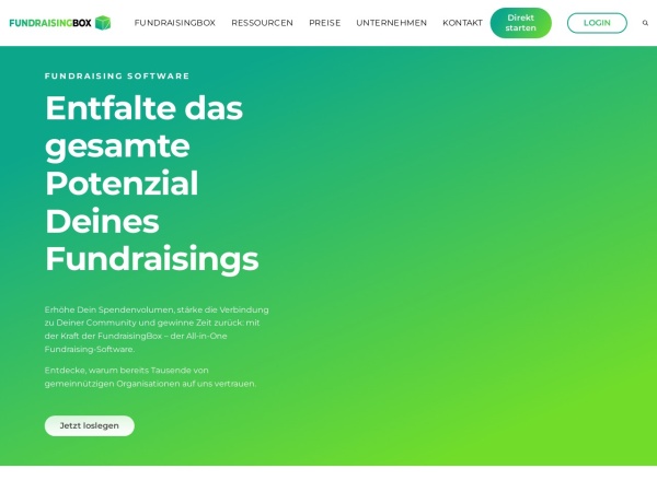 fundraisingbox.com website capture d`écran Digitale Fundraising Plattform – FundraisingBox