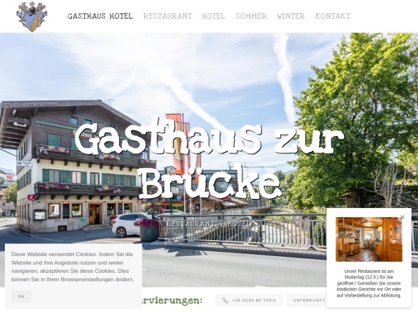 gasthaus-zur-bruecke.at website ekran görüntüsü Gasthaus zur Brücke Hotel in Saalfelden im Land Salzburg