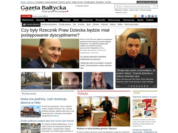 gazetabaltycka.pl website Скриншот Gazeta Bałtycka - informacje, komentarze. Gdańsk, Sopot, Gdynia, Trójmiasto