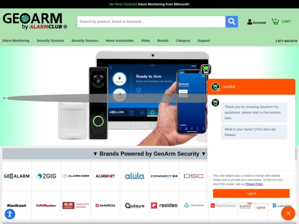 geoarm.com website skärmdump GeoArm® - Smart Home Security & Alarm Monitoring Services