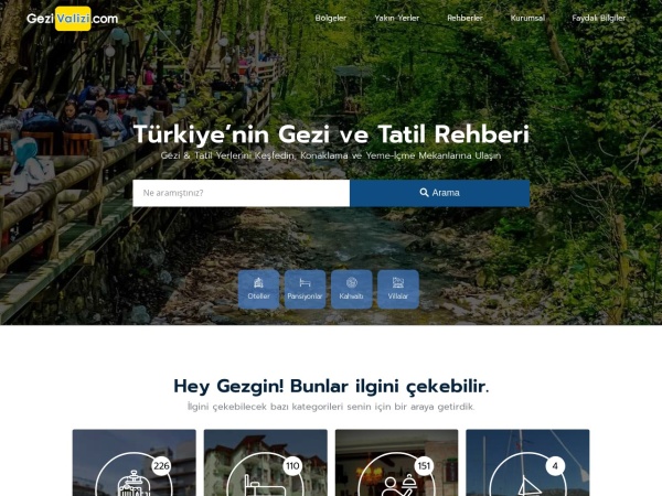 gezivalizi.com website captura de tela Gezivalizi.com - Gezi ve Tatil Rehberi | Otel, Villa, Restaurant Rehberi