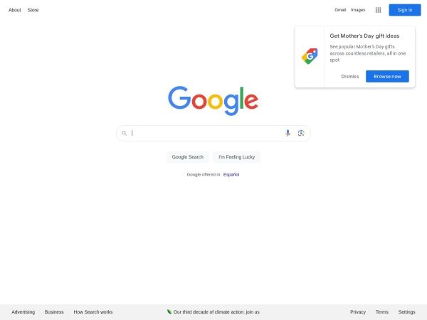 google.es website skærmbillede Google