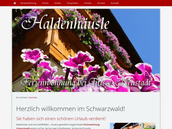 haldenhaeusle.de website kuvakaappaus Ferienwohnungen Haldenhäusle Titisee-Neustadt