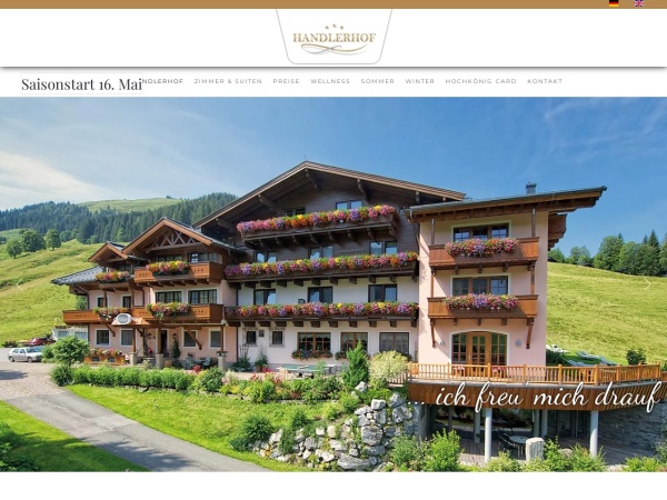 handlerhof.at website screenshot Hotel Handlerhof in Maria Alm | Urlaub in der Hochkönig Region