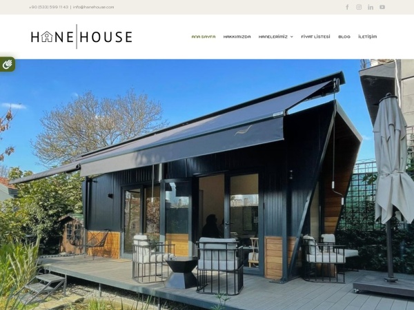 hanehouse.com website kuvakaappaus Tiny House | Mobil Tekerlekli Küçük Ev Üreticisi Hane House