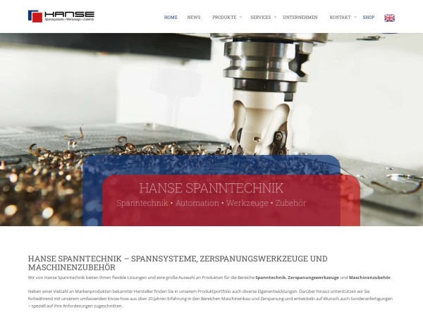 hanse-spanntechnik.de website captura de tela Hanse Spanntechnik - Ihr Partner für Spanntechnik | Automation | Werkzeuge | Zubehör
