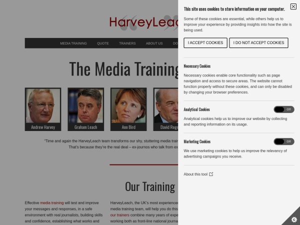 harveyleach.co.uk website Скриншот Media training courses from top UK journalists - HarveyLeach