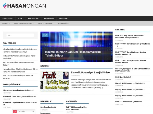 hasanongan.com website ekran görüntüsü Hasan Ongan | Uzaktan Eğitim | Online | Konu Anlatımı | Soru Çözümü