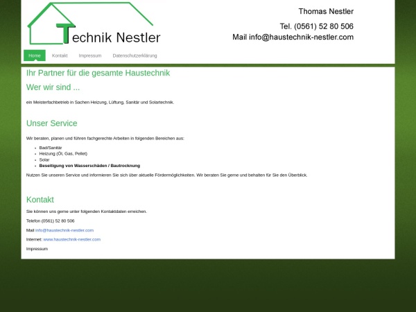 haustechnik-nestler.com website captura de tela Home