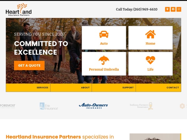 heartlandinsurancepartners.com website screenshot Heartland Insurance Partners | Insuring Fort Wayne & Indiana