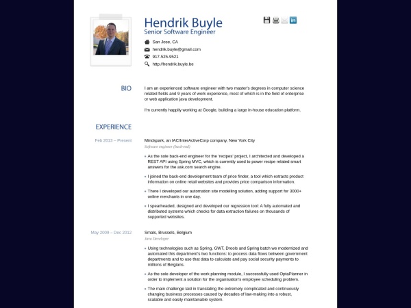 hendrik.buyle.be website captura de tela Hendrik Buyle - Senior Software Engineer