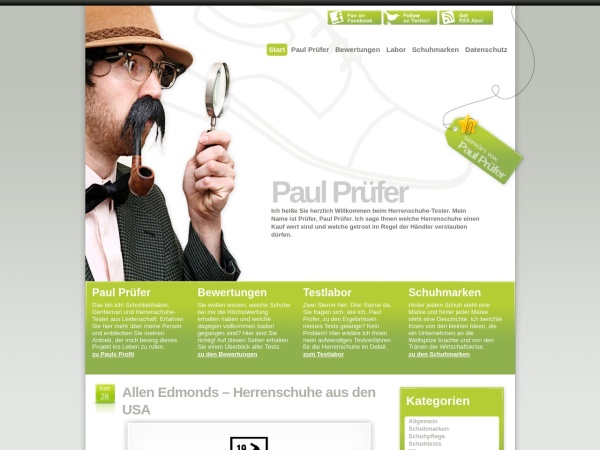 herrenschuhe-test.de website screenshot Herrenschuhe unter der Lupe – Herrenschuhe-Test.de