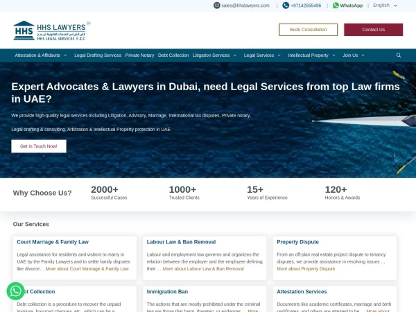 hhslawyers.com website capture d`écran Lawyers in Dubai, Advocates & Legal Consultants | Best law firm in UAE