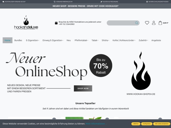 hookah-shop24.de website capture d`écran Dein Online Shop für Shishabedarf | hookah-shop24.de