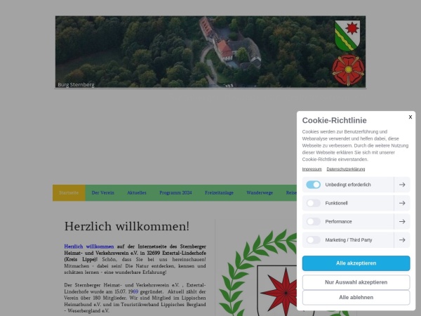 huv-sternberg.de website Bildschirmfoto Herzlich willkommen! - Webseite des Heimat- und Verkehrsvereins Sternberg e.V.