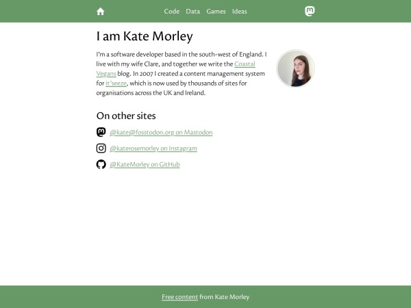 iamkate.com website screenshot I am Kate Rose Morley