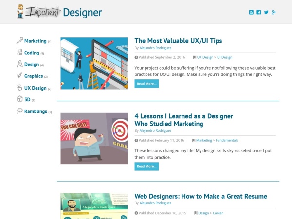 impatientdesigner.com website capture d`écran Web Design, Web Development, Internet Marketing Blog | Impatient Designer