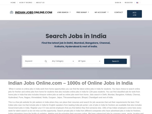 indianjobsonline.com website captura de pantalla IndianJobsOnline.com Jobs in India Delhi Mumbai Bangalore -