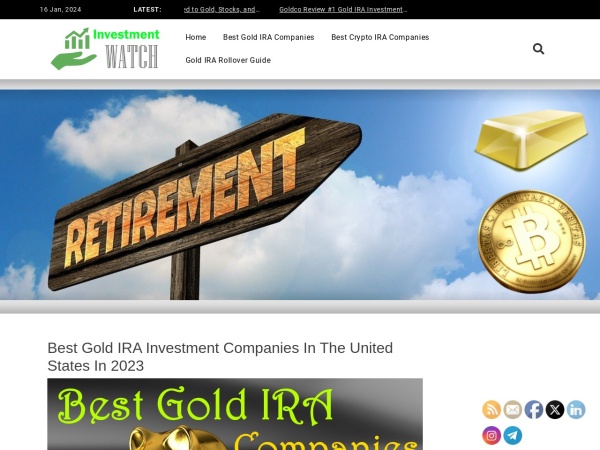 investmentwatch.org website ekran görüntüsü Best Gold IRA Investment Companies In The United States In 2023 - Investment Watch