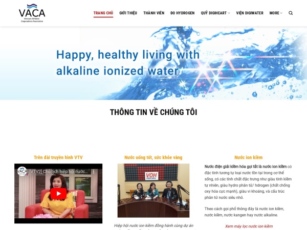 ionkiem.vn website skärmdump Hiệp hội doanh nghiệp nước ion kiềm Việt Nam - VACA