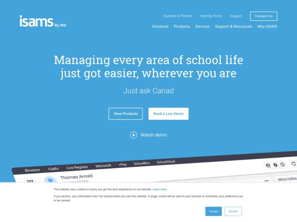isams.co.uk website immagine dello schermo iSAMS MIS | School Management Information System (MIS)
