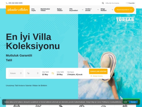 islamlarvillas.com website Скриншот Antalya Kiralık Villa ve Yazlıklar | İslamlar Villas