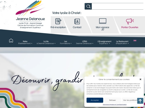 jeannedelanoue.com website screenshot Accueil de notre établissement Jeanne Delanoue Cholet