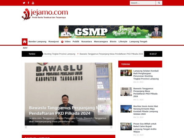jejamo.com website skærmbillede Jejamo.com | Portal Berita Lampung Terbaru Terpercaya
