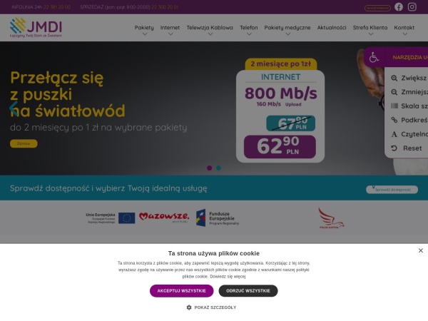 jmdi.pl website ekran görüntüsü Internet, Telewizja, Telefon – Twój Dostawca Internetu JMDI