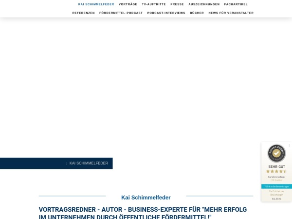 kaischimmelfeder.de website ekran görüntüsü Mister Fördermittel - Fördermittelexperte - Vortragsredner, Fördermittelberater, Buchautor, Sachvers