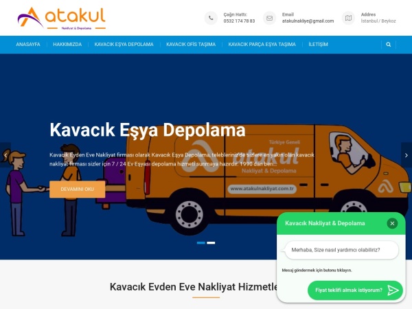 kavacikevdenevenakliyat.com website skärmdump Kavacık Evden Eve Nakliyat - % 35 İndirim - Atakul Ev Taşıma