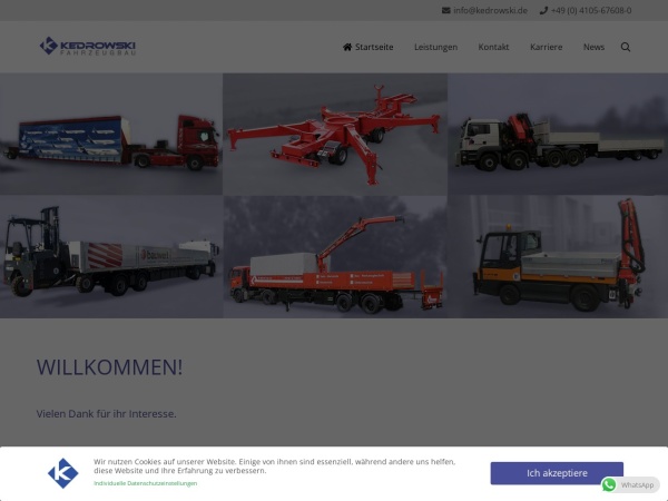 kedrowski.de website skærmbillede Kedrowski Fahrzeugbau ▷ Karosseriebau und Reparatur | Hamburg