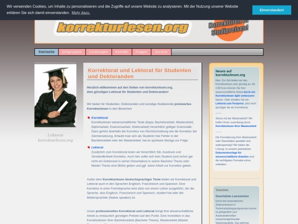 korrekturlesen.org website ekran görüntüsü korrekturlesen.org :: günstiges Korrektorat und Lektorat für Studenten und Doktoranden