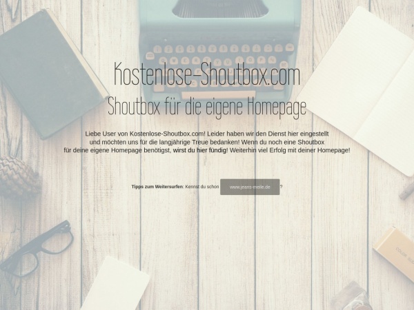 kostenlose-shoutbox.com website Скриншот Kostenlose Shoutbox für die eigene Homepage