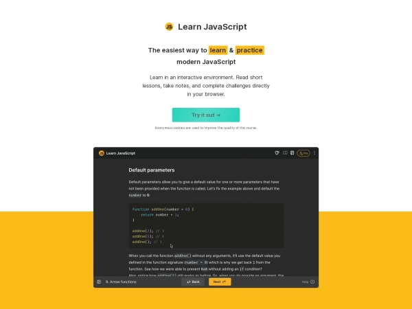learnjavascript.online website skärmdump Learn JavaScript