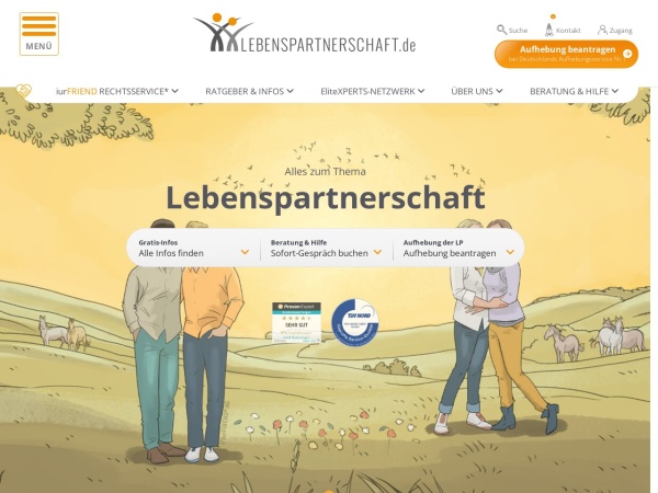 lebenspartnerschaft.de website immagine dello schermo LEBENSPARTNERSCHAFT.de: Tipps, Ratgeber und Gratis Info-Paket | LEBENSPARTNERSCHAFT.de