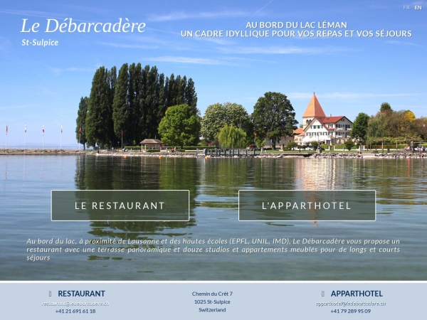 ledebarcadere.ch website Скриншот Le Débarcadère | Restaurant et Apparthotel à St-Sulpice