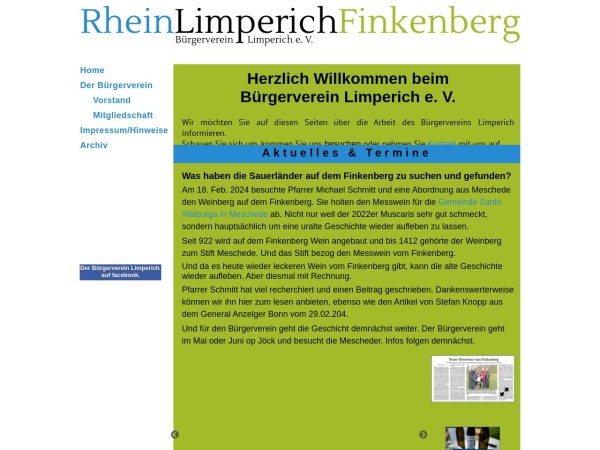 limperich.de website captura de tela Bürgerverein Limperich e.V.
