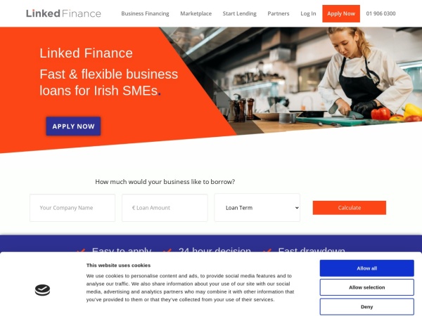 linkedfinance.com website skärmdump Business loans for SMEs | Fast Working Capital Loans - Linked Finance