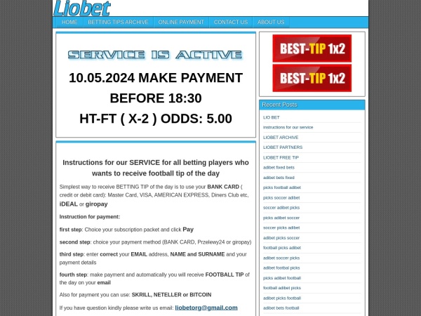 liobet.org website screenshot Liobet.org - Free Soccer Predictions, Betting Tips, Football Predictions, Soccer Predictions
