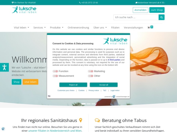 luksche.at website skärmdump Herzlich Willkommen | Luksche – vital leben